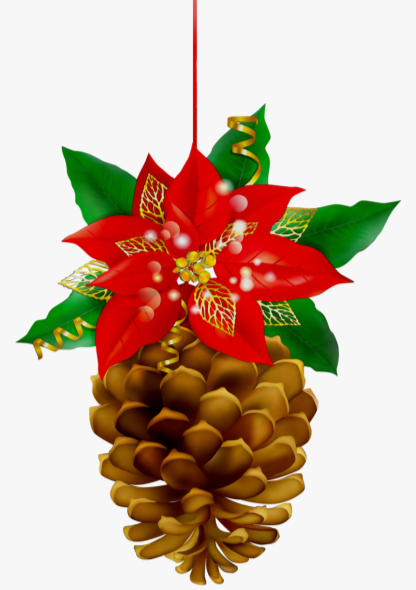 Christmas Pinecone Clipart Christmas Day Poinsettia - Poinsettia Christmas  Clip Art, HD Png Download , Transparent Png Image - PNGitem